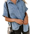 thumbnail image 1 of Camisa abotonada para mujer, Camisa abotonada corta para mujer Camisa abotonada para mujer Camisa abotonada con bolsillo para mujer Valor excepcional, 1 of 6