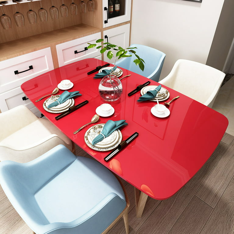 VEELIKE 15.7x118 Shiny Red Contact Paper for Cabinets Countertops Kitchen Appliances Red Wallpaper Peel and Stick Self Adhesive Removable