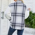 thumbnail image 4 of IROINNID Women's Short Woolen Jacket Print Long Sleeve Winter Plaid Buttons Patchwork Coat, Gray, 4 of 7