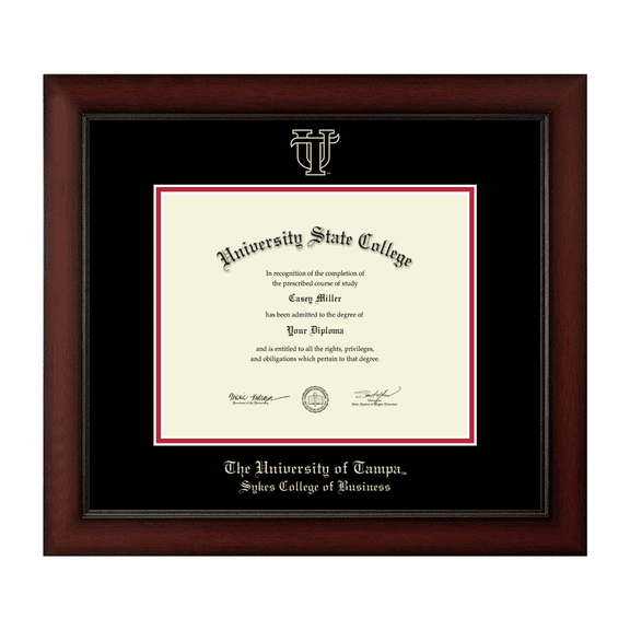 Framerly - Tampa Business Diploma Frame with Black and Red Mat