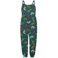 thumbnail image 1 of MIASHUI Combinaisons Sans Manches pour Filles, Combinaisons Décontractées Amples, Imprimés de Dinosaures, Pantalons Longs, Vert Armée, 1-2 Ans, 1 of 4