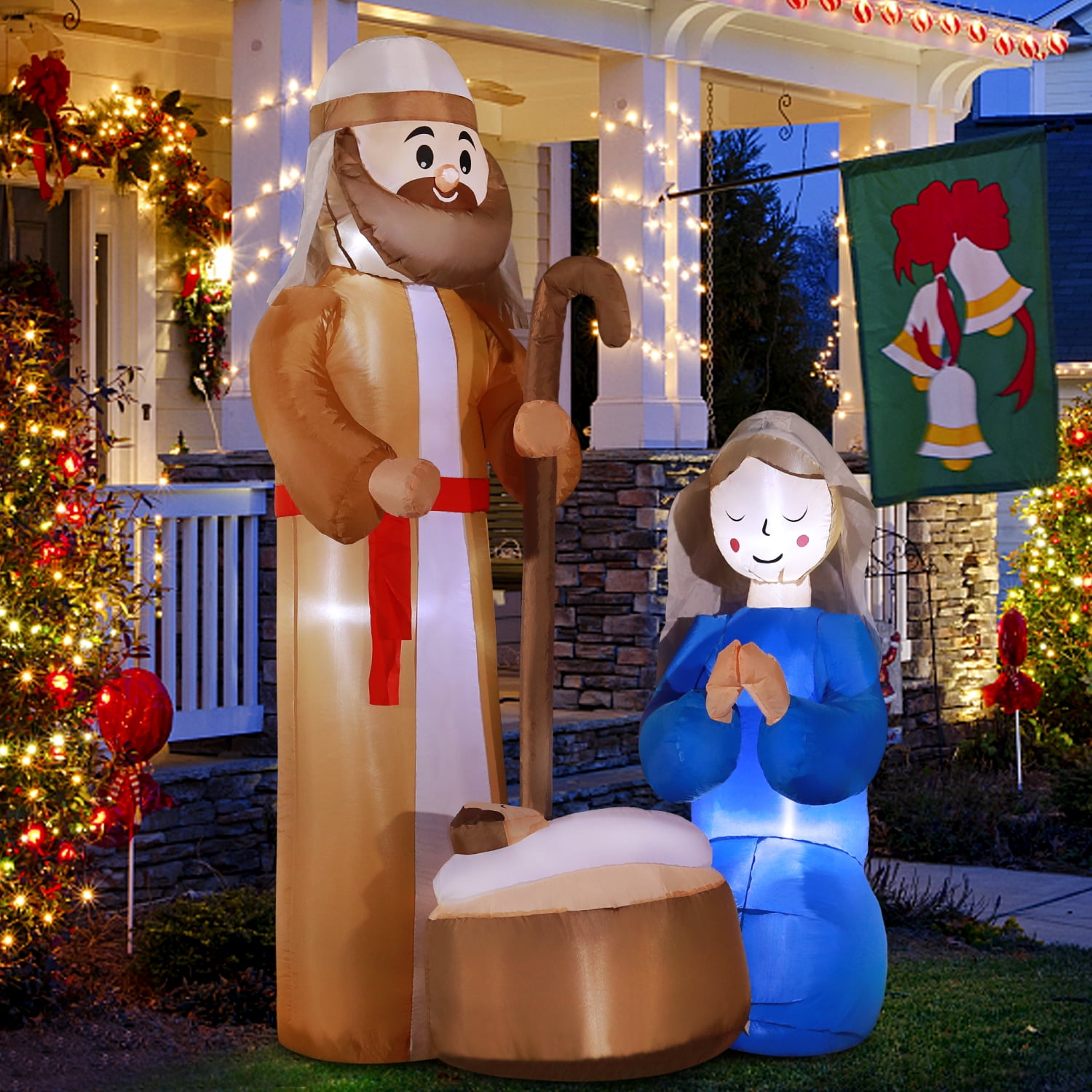 Wabolay Christmas Inflatable Santa Outdoor Decorations 6ft Giant Blow Up Hawaiian
