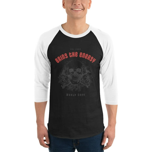 Bring The Energy 3/4 sleeve raglan shirt (Black/White, XS)