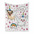 thumbnail image 1 of Unicorn Cat Soft Flannel Fleece Throw Blanket, Comic Pop Art Style Fiction Animals Funny Faces Rainbow Horns Stars, Cozy Plush for Indoor and Outdoor Use, 50" x 60", Multicolor, by Ambesonne, 1 of 6