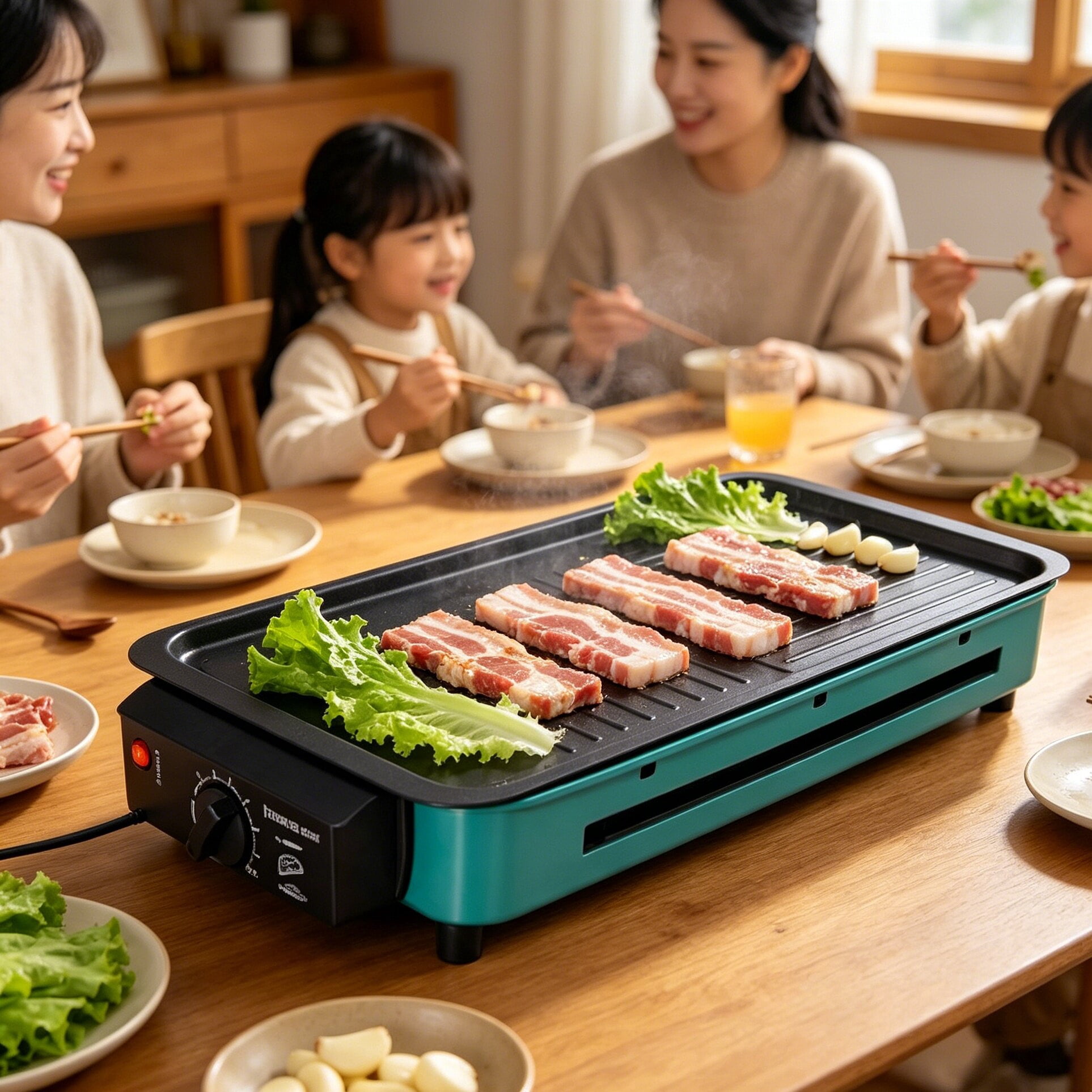 HIFOOD Indoor Electric Grill Griddle, 2-in-1 Non-Stick Cooking Plate, Adjustable Temp, Smokeless BBQ for Home Kitchen