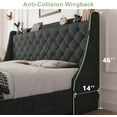 thumbnail image 2 of Feonase King Size Bed Frame with 4 Storage Drawers, Upholstered Storage Bed with Charging Station, Tufted Wingback Headboard, No Box Spring Needed, Dark Grey, 2 of 7