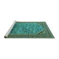 thumbnail image 2 of Ahgly Company Machine Washable Indoor Rectangle Oriental Turquoise Blue Industrial Area Rugs, 2' x 5', 2 of 4