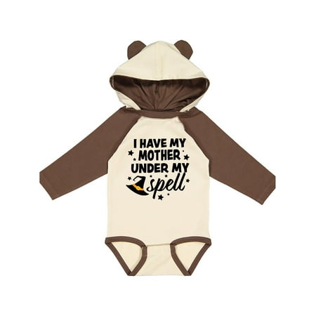 

Inktastic I Have My Mother Under My Spell with Cute Witch Hat Gift Baby Boy or Baby Girl Long Sleeve Bodysuit