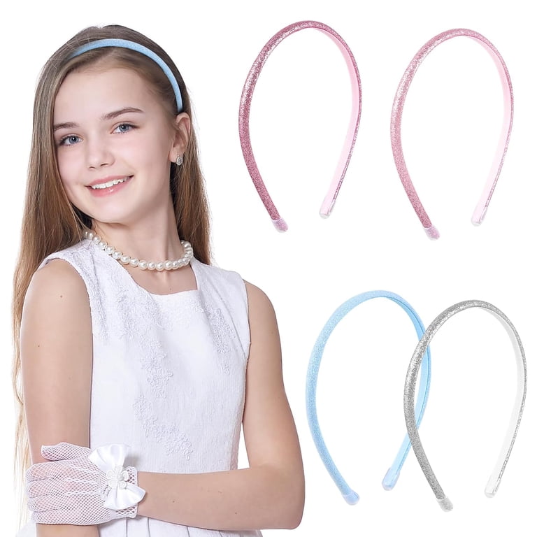 Thin Glitter Headbands for Girls, 4 Pack Non Slip Head band  display picture 1