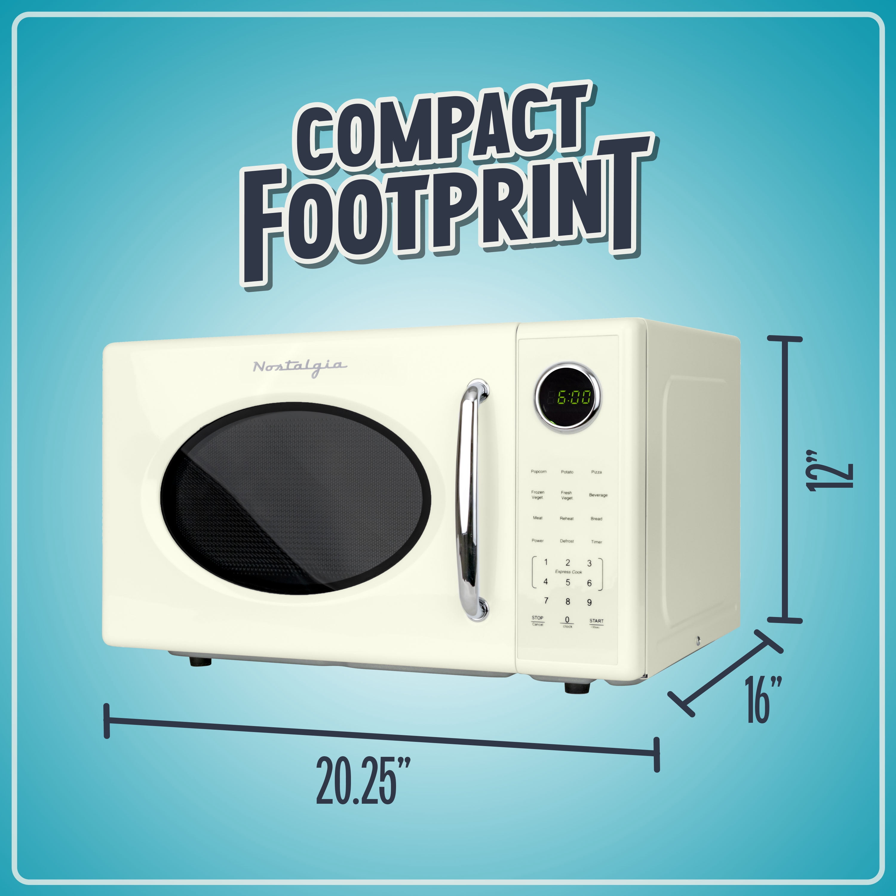 Nostalgia 1.1 cu ft Retro Microwave Oven, 1000W Countertop Microwave Oven with 8 Auto Cook Programs, Ivory