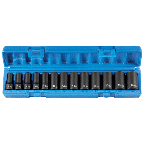 Grey Pneumatic 1203MSD 13pc 3/8" Drive Semi Deep 12pt Metric Impact Socket Set