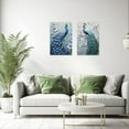 thumbnail image 3 of ZHONGYUTONG Peacock Wall Art Set of 2 Blue Peacock Pictures Wall Decor Elegant Peacock Painting Beautiful Animal Poster Canvas Prints Home Decor Frame (24"x36"x2PCS), 3 of 6