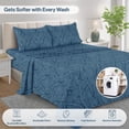 thumbnail image 3 of Lux Decor 4 Piece Queen Sheet Set, Brushed Microfiber Paisley Printed Bed Sheet Set with up to 16" Deep Pocket Fitted Sheet, Flat Sheet & 2 Pillowcases - Easy Care (Navy Blue), 3 of 9
