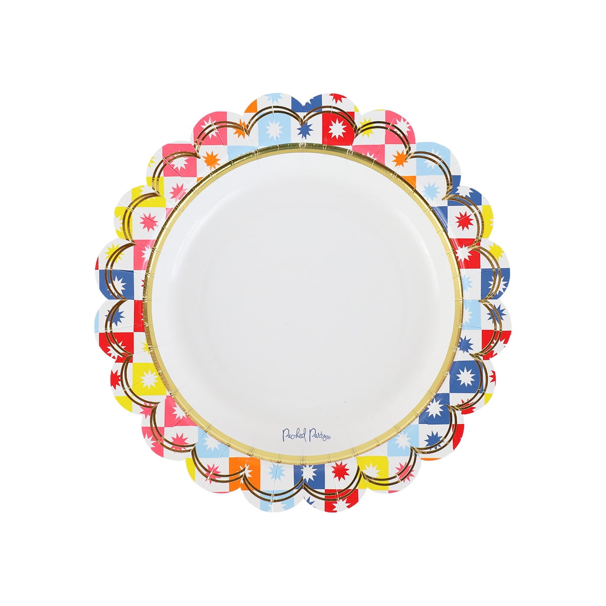 (4 pack) packed party "check it out" multicolor 7" dessert plates, 10 ct