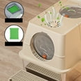 thumbnail image 3 of Extra Large Stainless Steel Enclosed Cat Litter Box, Anti Splashing Top Entry Metal Cat Litter Box Tray, Stainless Steel Cat Litter Box With High Sides, Flip Top Cover Design, 3 of 7
