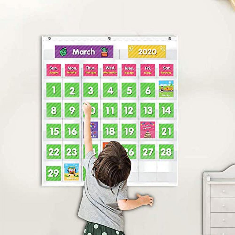 Eamay Classroom Monthly Calendar Pocket Chart with 71 Cards for Kids Learning for Home,White - Walmart.com eamay-classroom-monthly-calendar-pocket-chart-with-71-cards-for-kids-learning-for-home-white-walmart-com