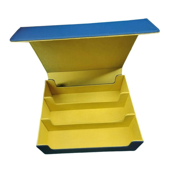 Caja para mazo de cartas coleccionables, estuche para mazos de cartas de gran capacidad, organizador de tarjetas de juego para tarjetas de béisbol, azul y amarillo