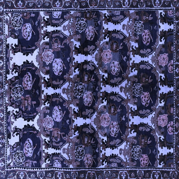 Ahgly Company Machine Washable Indoor Square Persian Blue Traditional Area Rugs, 4' Square