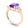 thumbnail image 2 of Three-Stone Engagement Ring for Women - 2.82ct Natural Amethyst in 18K Rose Gold Promise Ring, 2 of 6