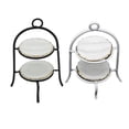 thumbnail image 2 of Mini-House Miniature Cake Rack with Two Dishes Dessert Tableware ceramic materials; Model Lifelike Frame Simulated Kitchen Furniture Table White, 2 of 8