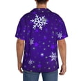 thumbnail image 3 of Gukieu Dark Purple Snowflakes Print Men's Short-sleeved Shirts, Button-down Pocket Shirts, T-shirts, Beach Vacation Travel Summer Clothing-Large, 3 of 5