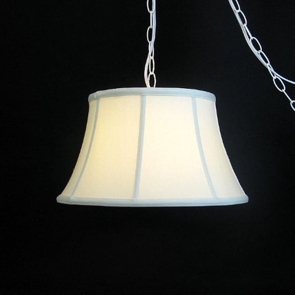 Eggshell Silk 17 Inch Flared Drum Portable Swag Lamp Shade
