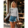 thumbnail image 3 of NAYTOAO Women's Asymmetric Leopard Cheetah Print Crew Neck Knit Pullover, 3 of 6