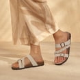 thumbnail image 2 of Litfun Women's Cork Footbed Sandals with Arch Support Slip-on Slide Sandals with Adjustable Buckles, Stone, 2 of 8