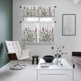 thumbnail image 4 of Spring Floral Kitchen Curtains Sets for Windows 36 Inch Length, Gray Plaid Farmhouse Flowers Watercolor Rod Pocket Window Treatments Tier Curtains and Valances Set for Bedroom/Bathroom, 4 of 8