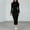 Black, variant on Zedker Women's Turtleneck Long Sleeve Elegant Bodycon Party Long Dress, Plus Size Black L