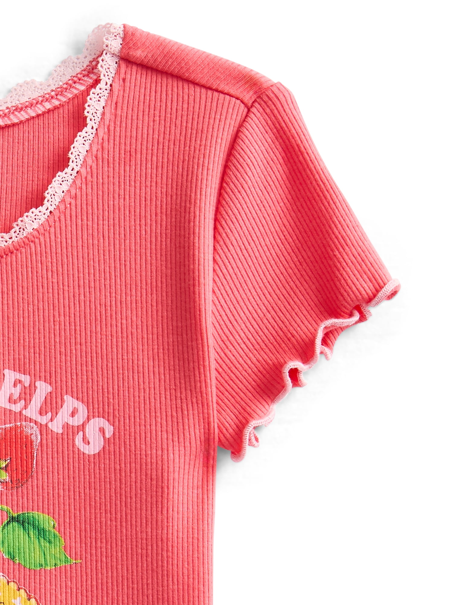 Strawberry Shortcake Girls Purl Edge Graphic Tee with Short Sleeves, Sizes 4-16