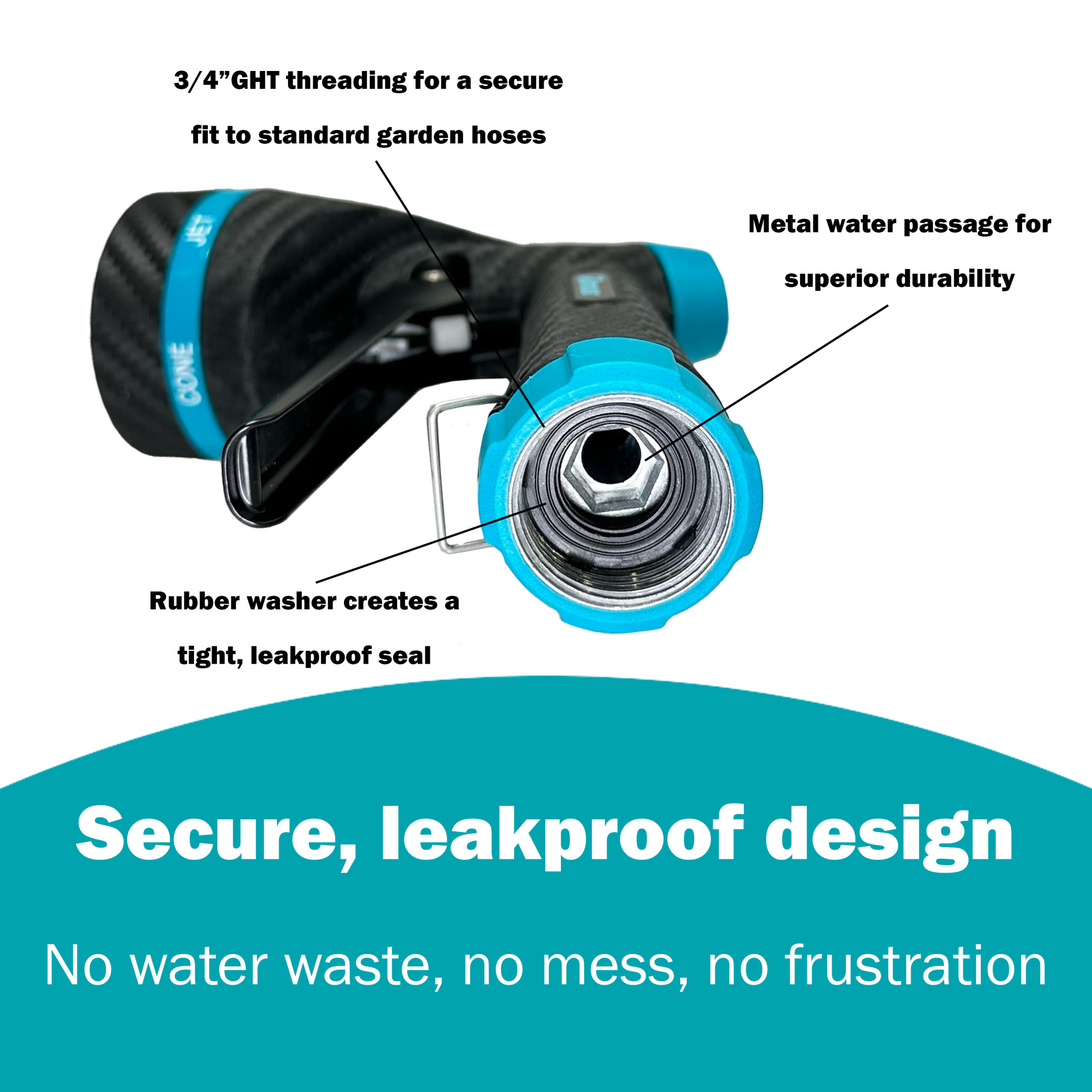 Gilmour Heavy Duty Swivel Connect Adjustable Hose Nozzle, Jet to Mist, Rear Trigger Control, Ergonomic Non-Slip Grip