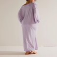 thumbnail image 2 of POINTERTECK Robe Longue d'Automne pour Femmes Couleur Unie Col Rond Manches Longues Robe Décontractée Ample de Vacances, 2 of 4