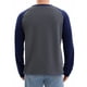 thumbnail image 3 of Camiseta de manga larga para hombre, color bloque, estilo casual, raglán, L gris azul, 3 of 6