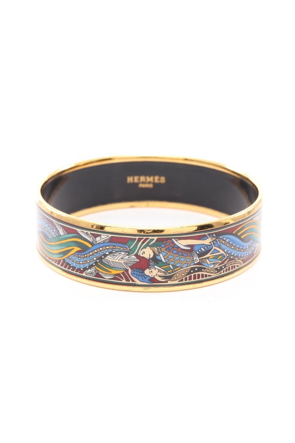 Pre-Owned Hermes EMAGLE GM Bangle Accessory, Gold Plated (GP), Cloisonn Enamel, Women's,...