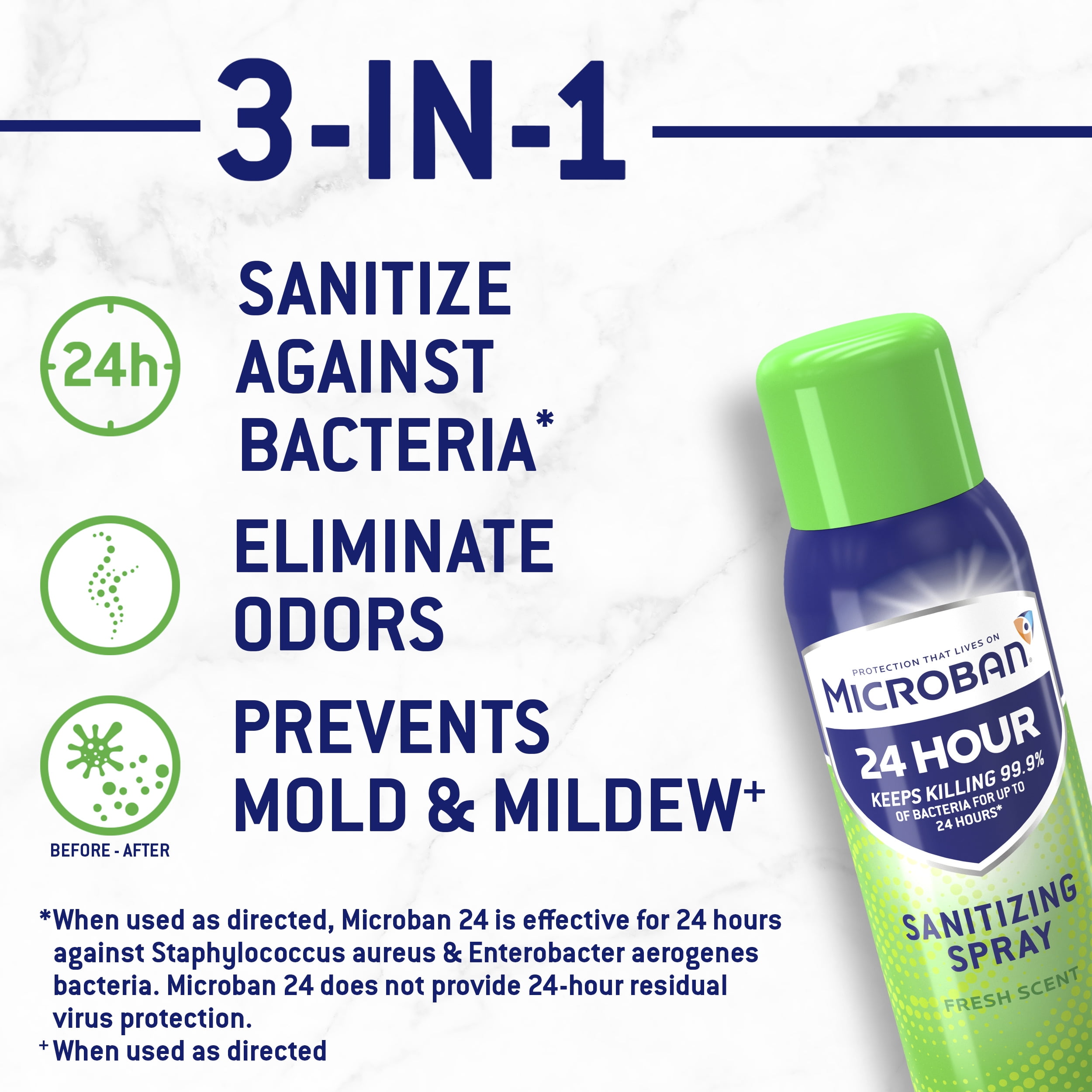 Microban 24 Hour Disinfectant Sanitizing Spray, Fresh Scent, 12.5 fl oz