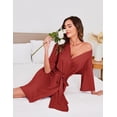 thumbnail image 5 of Ekouaer Short Robes for Women Lightweight Kimono Robes Knit Bathrobe Soft Sleepwear with Pockets, 5 of 6