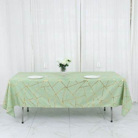 

Efavormart 60 X102 Sage Green Polyester Rectangular Tablecloth With Gold Foil Geometric Pattern - Perfect for Wedding Party Event Home Décor Special Occasions Banquet and Decoration - Modish