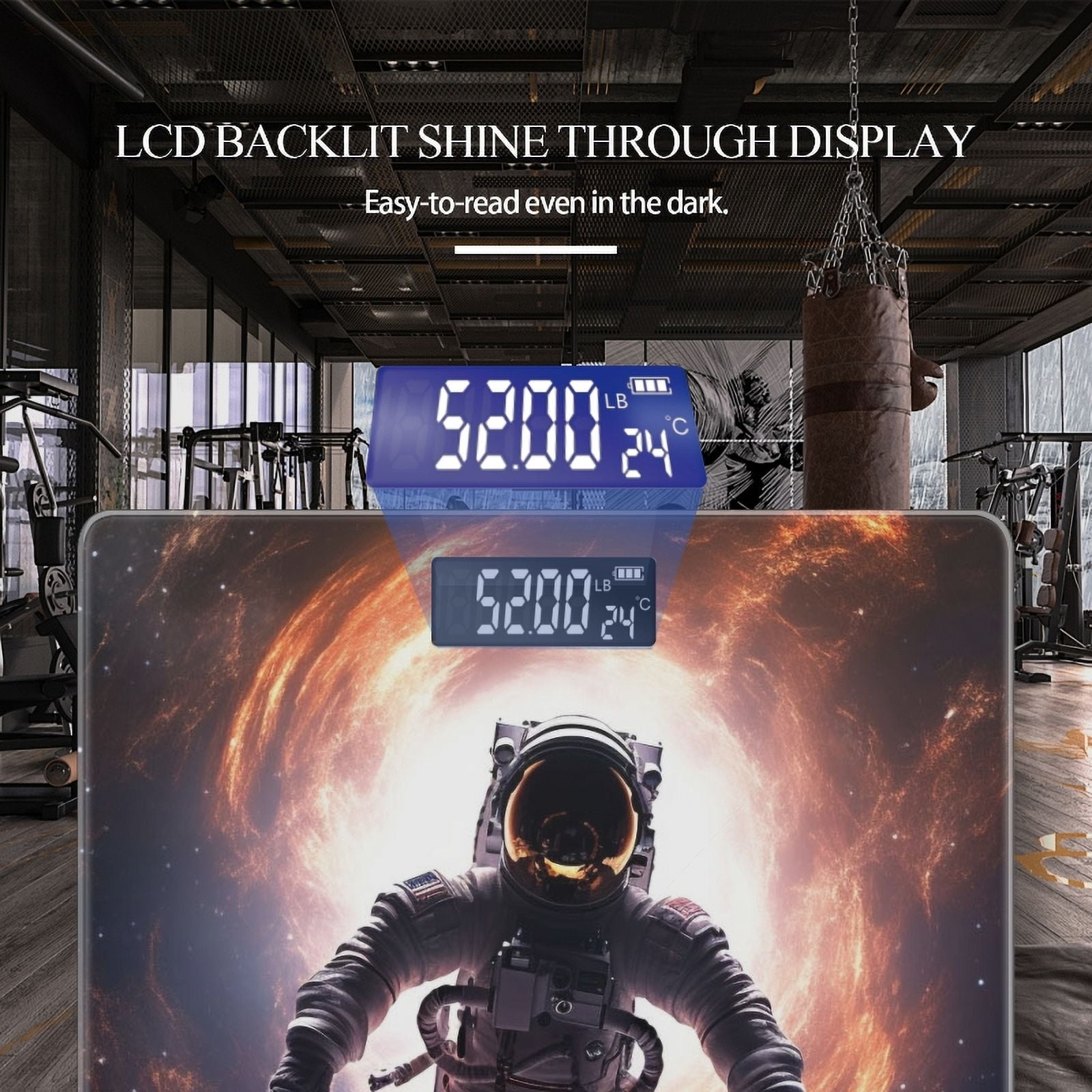 Bathroom Scale, Highly Accurate Digital Body Scale,Precisely Measures Weight up to 400 lbs-Astronaut Floating In Space Surrounded By Swirling Galaxies