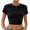 Black, variant on Fesfesfes Woman Tops Women's Short Sleeve Summer Beach Solid Color Casual Top Pullover T-shirt Womens Short Sleeve Tops S(US:4)