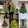 thumbnail image 5 of Extra Large 19.7 Inch Triangle Xmas Wreath Handmade Farmhouse Style Christmas Tree Shape Garland with Bows Balls for Front Door Indoor Outdoor Holiday Party Decorations and Home festive Decor, 5 of 9