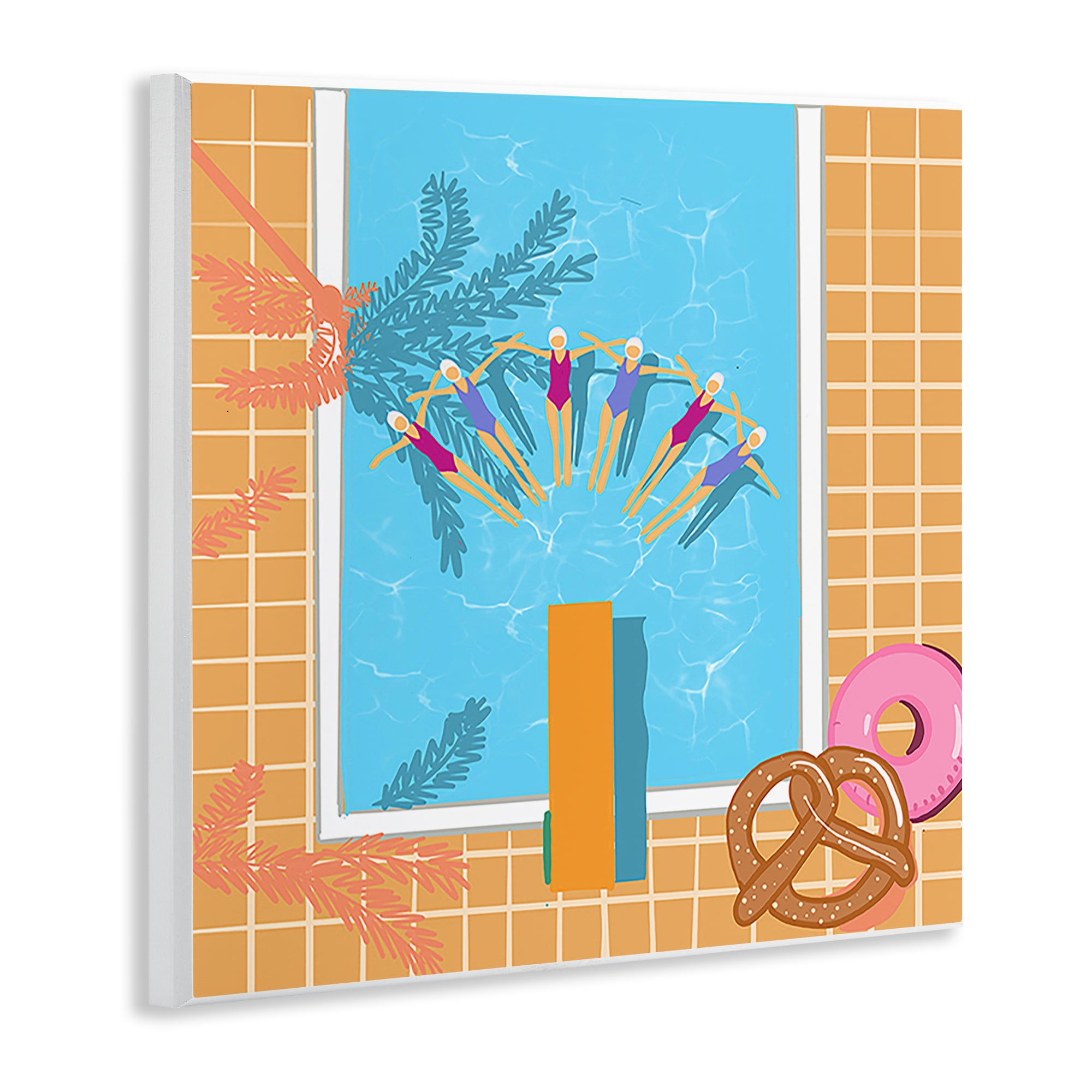 Stupell Industries In Sync Pool Swimmers People Painting Unframed Art Print Wall Art, 12 x 12
