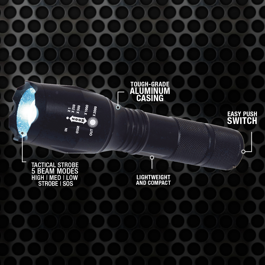 Atomic Beam LED Flashlight by BulbHead, 5 Beam Modes, Tactical Light Bright Flashlight - image 5 of 8