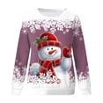 thumbnail image 4 of GBSYEWXS Christmas Women Sweatshirt Long Sleeve Crew Neck Snowman Print Tops Fashion Outdoor Light Purple Hoodless Sweatshirt, 4 of 4