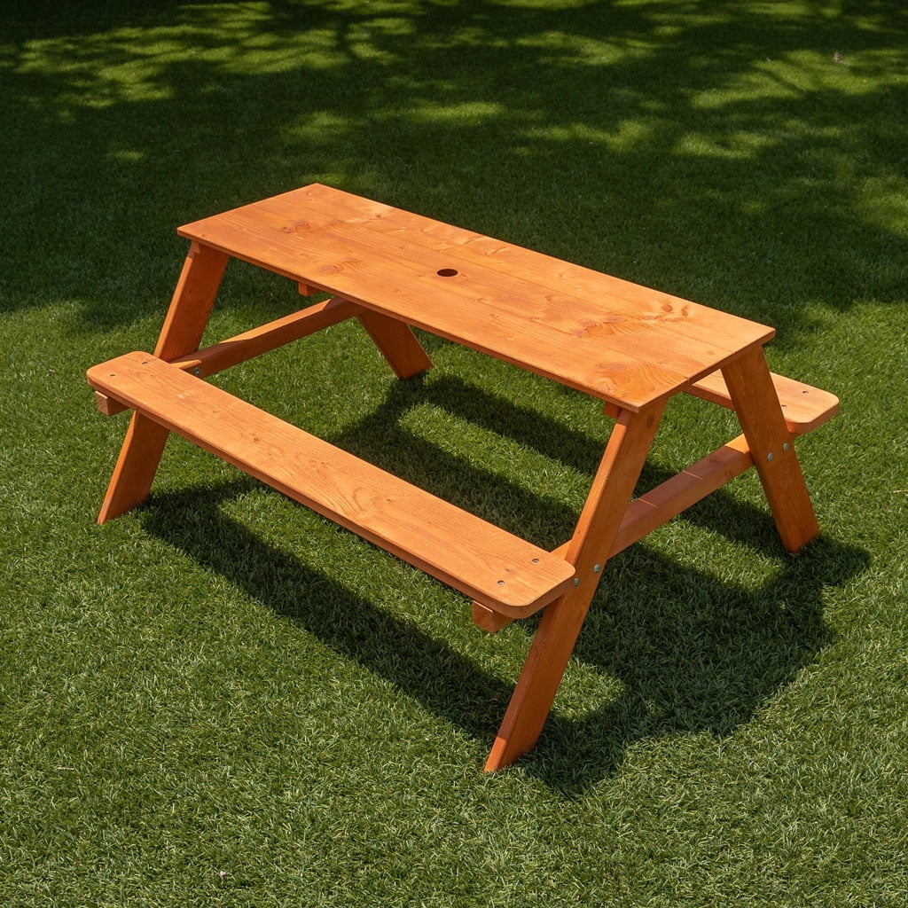 Sportspower Kids Outdoors Wooden Picnic Table, 41.3" x 34.8" x 19.88", Brown