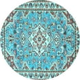 thumbnail image 1 of Ahgly Company Indoor Round Medallion Light Blue Traditional Area Rugs, 6' Round, 1 of 4