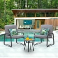 thumbnail image 6 of Patio Conversation Set with Wood Grain Coffee Table - 3 Pieces Patio Bistro Sets with Cushions, 6 of 8