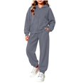 thumbnail image 7 of VIPOIN Kids Full Zip Up Fleece Hoodie and Jogger Pants Set, Cozy Solid Color Tracksuit for Daily Wear, 7 of 7