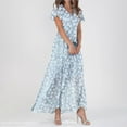 thumbnail image 3 of WILLBEST Vestidos Largos Casuales para Mujer Vestidos de Mujer Vestido Largo de Gasa Floral Manga Corta Volantes Cuello En V Vestido Fluido de Cintura de Moda Vestidos Extra Grande, 3 of 3