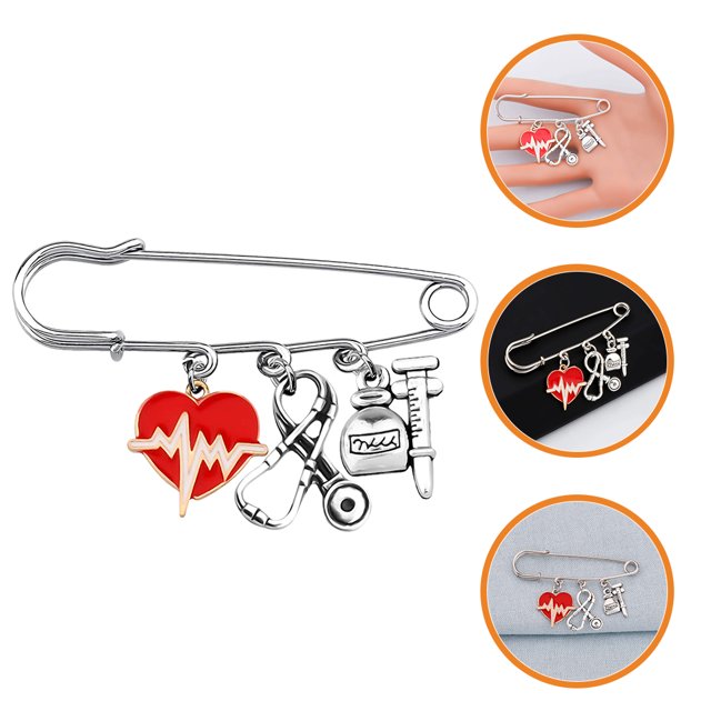 FESTFENDS Pin Decorativo De Estetoscopio En Color Plateado Para Suéter Y Prendas Casuales